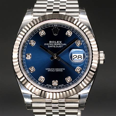 rolex datejust 41mm diamond blue dial